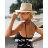 imageFURTALK Panama Hat Sun Hats for Women Men Wide Brim Fedora Straw Beach Hat UV UPF 80Beige