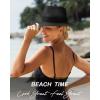 imageFURTALK Panama Hat Sun Hats for Women Men Wide Brim Fedora Straw Beach Hat UV UPF 80Black