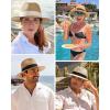 imageFURTALK Panama Hat Sun Hats for Women Men Wide Brim Fedora Straw Beach Hat UV UPF 80Black