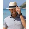 imageFURTALK Panama Hat Sun Hats for Women Men Wide Brim Fedora Straw Beach Hat UV UPF 80Blackbeige