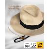 imageFURTALK Panama Hat Sun Hats for Women Men Wide Brim Fedora Straw Beach Hat UV UPF 80Blackbeige