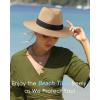 imageFURTALK Panama Hat Sun Hats for Women Men Wide Brim Fedora Straw Beach Hat UV UPF 80Khaki
