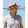 imageFURTALK Panama Hat Sun Hats for Women Men Wide Brim Fedora Straw Beach Hat UV UPF 80Khaki