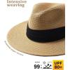 imageFURTALK Panama Hat Sun Hats for Women Men Wide Brim Fedora Straw Beach Hat UV UPF 80Khaki