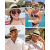 imageFURTALK Panama Hat Sun Hats for Women Men Wide Brim Fedora Straw Beach Hat UV UPF 80Khaki