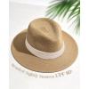 imageFURTALK Panama Hat Sun Hats for Women Men Wide Brim Fedora Straw Beach Hat UV UPF 80Khakiwhite