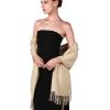 imageFURTALK Pashmina Shawls and Wraps for Evening Dress Womens Scarf Wedding Bride Bridesmaid Gifts Winter ScarvesLight Khaki