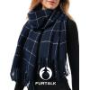 imageFURTALK Plaid Winter Scarf for Women Soft Cashmere Feel Shawls Wraps Warm Womens Large Chunky ScarvesNavy
