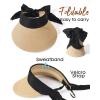 imageFURTALK Straw Sun Visor Hats for Women Summer Beach Sun Hat Packable UPF 80 Sun Protection Travel Hat with Big Tie