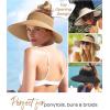 imageFURTALK Straw Sun Visor Hats for Women UPF 80 Wide Brim Pontytail Summer Beach HatsKhakiblack