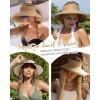 imageFURTALK Straw Sun Visor Hats for Women UPF 80 Wide Brim Pontytail Summer Beach HatsKhakiblack