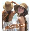 imageFURTALK Summer Straw Beach Sun Hats for Women UPF 50 Floppy Wide Brim Travel Bucket Hat Foldable PackableKhaki