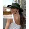 imageFURTALK Sun Hats for Women Ponytail UPF 50 Beach Summer Hat Wide Brim Packable Cowboy HatArmy Green