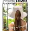 imageFURTALK Sun Hats for Women Ponytail UPF 50 Beach Summer Hat Wide Brim Packable Cowboy HatBeige
