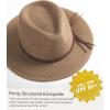 imageFURTALK Sun Hats for Women Summer Wide Brim UV UPF 80 Panama Fedora Foldable Packable Straw Beach HatCoffee Brown