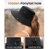 imageFURTALK Sun Hats for Women with Ponytail Hole Beach Hiking Summer Wide Brim Outdoor UV Protection Packable Bucket Safari HatBlack