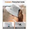imageFURTALK Sun Hats for Women with Ponytail Hole Beach Hiking Summer Wide Brim Outdoor UV Protection Packable Bucket Safari HatGrey