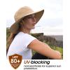 imageFURTALK Sun Hats for Women with Ponytail Hole Men Beach Hiking UPF 80 Foldable Hiking Summer UV Protection Bucket HatsKhaki