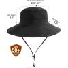 imageFURTALK Sun Hats for Women with Ponytail Hole Wide Brim Beach Bucket Hat UPF 50 Fishing Hiking Outdoor HatsBlack