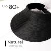 imageFURTALK Sun Visor Hats for Women Wide Brim Straw Visors Womens Foldable Beach Visors Summer Packable Ponytail Beach HatBlack