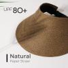 imageFURTALK Sun Visor Hats for Women Wide Brim Straw Visors Womens Foldable Beach Visors Summer Packable Ponytail Beach HatBrown