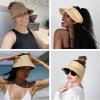 imageFURTALK Sun Visor Hats for Women Wide Brim Straw Visors Womens Foldable Beach Visors Summer Packable Ponytail Beach HatKhaki