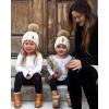 imageFURTALK Toddler Beanie Satin Lined Baby Boys Girls Winter Hats Pom Pom Beanies for KidsBeige