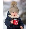 imageFURTALK Toddler Beanie Satin Lined Baby Boys Girls Winter Hats Pom Pom Beanies for KidsKhaki