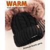 imageFURTALK Toddler Warm Winter Hat Kids Baby Knitted Soft Beanie with Double Faux Fur Pom Poms for Girls BoysBlack