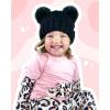 imageFURTALK Toddler Warm Winter Hat Kids Baby Knitted Soft Beanie with Double Faux Fur Pom Poms for Girls BoysBlack With Black Pom