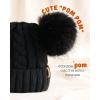 imageFURTALK Toddler Warm Winter Hat Kids Baby Knitted Soft Beanie with Double Faux Fur Pom Poms for Girls BoysBlack With Black Pom