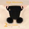 imageFURTALK Toddler Warm Winter Hat Kids Baby Knitted Soft Beanie with Double Faux Fur Pom Poms for Girls BoysBlack With Black Pom