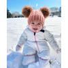 imageFURTALK Toddler Warm Winter Hat Kids Baby Knitted Soft Beanie with Double Faux Fur Pom Poms for Girls BoysGrey