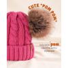 imageFURTALK Toddler Warm Winter Hat Kids Baby Knitted Soft Beanie with Double Faux Fur Pom Poms for Girls BoysRose Red