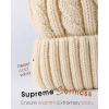 imageFURTALK Winter Beanie Knit Hat for Women Warm Fleece Lined with Faux Fur Pom Poms Womens Thick Ski Hats Knitted Skull CapBeige