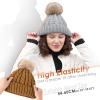 imageFURTALK Winter Beanie Knit Hat for Women Warm Fleece Lined with Faux Fur Pom Poms Womens Thick Ski Hats Knitted Skull CapCaramel