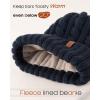 imageFURTALK Winter Beanie Knit Hat for Women Warm Fleece Lined with Faux Fur Pom Poms Womens Thick Ski Hats Knitted Skull CapDark Blue