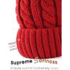 imageFURTALK Winter Beanie Knit Hat for Women Warm Fleece Lined with Faux Fur Pom Poms Womens Thick Ski Hats Knitted Skull CapWine Red