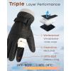 imageFURTALK Winter Gloves for Men Women Adjustable Wrist Windproof Waterproof Cold Weather Full Touchscreen Ski Snow Fleece LinedBlack