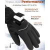 imageFURTALK Winter Gloves for Men Women Windproof Waterproof Cold Weather Full Touchscreen Warm Ski Snow Fleece LinedBlack