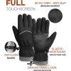 imageFURTALK Winter Gloves for Men Women Windproof Waterproof Cold Weather Full Touchscreen Warm Ski Snow Fleece LinedBlack