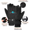 imageFURTALK Winter Gloves for Men Women with Card Pocket Waterproof Windproof Cold Weather Touchscreen Warm Ski Snow Fleece LinedBlack