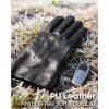 imageFURTALK Winter PU Leather Gloves for Men Cold Weather Touchscreen Driving Warm Fleece LinedBlack