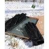 imageFURTALK Winter PU Leather Gloves for Women with BowAccent Cold Weather Touchscreen Driving Warm Fleece LinedBlack