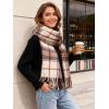 imageFURTALK Winter Warm Scarf for Women Cashmere Feel Shawl Wraps Tassel Plaid Oversized ScarvesBeigebrown