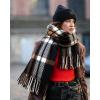 imageFURTALK Winter Warm Scarf for Women Cashmere Feel Shawl Wraps Tassel Plaid Oversized ScarvesBlackbrown