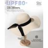 imageFURTALK Womens Beach Sun Straw Hat UV UPF 80 Travel Foldable Brim Summer UV HatBeige With Black Brim