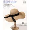 imageFURTALK Womens Beach Sun Straw Hat UV UPF 80 Travel Foldable Brim Summer UV HatKhaki