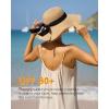 imageFURTALK Womens Beach Sun Straw Hat UV UPF 80 Travel Foldable Brim Summer UV HatKhakiBlack