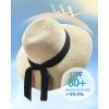 imageFURTALK Womens Beach Sun Straw Hat UV UPF 80 Travel Foldable Brim Summer UV HatPure Beige